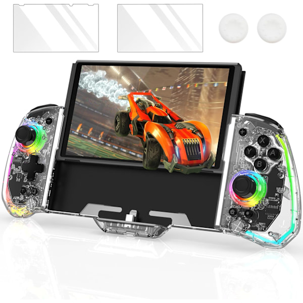 Switch-ohjain Nintendo Switchille/OLED:lle, Yksikokoinen Switch Pro -ohjaimen korvaaja Joyconille, Käsikäyttöinen Switch-kahva kaukosäätimellä 8 RGB-värillä