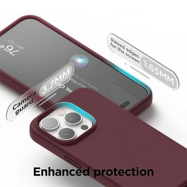 Fodral + 2 härdat glas för iPhone 16 Pro - tunt silikon skydd Stötsäkert Repskydd Burgunder
