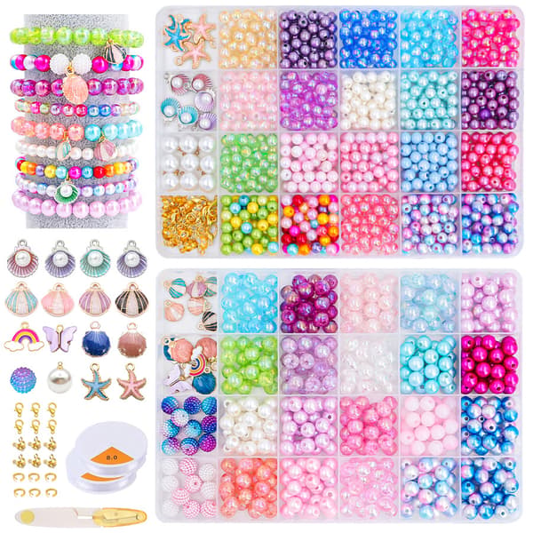 Gør-det-selv havtema perlearmbåndssæt Løse perler Perlematerialesæt #6 1920 pieces