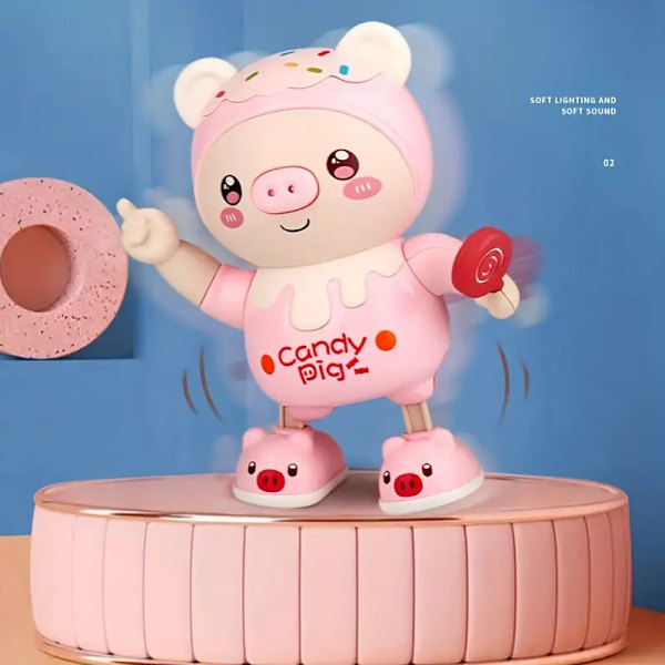 Bedårande Smart Elektrisk Gris Baby Leksak Doll - Lyser Upp, Spelar Musik & Snurrar & Gungar