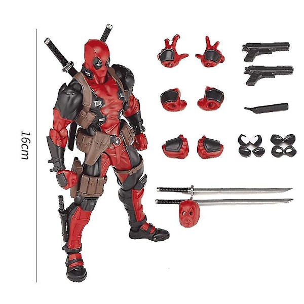 Deadpool Actionfigur med Avtakbart og Utbyttbart Ansikt Samleobjekt Dukkefigur Leke Skrivebordsdekorasjon Gave-yzy