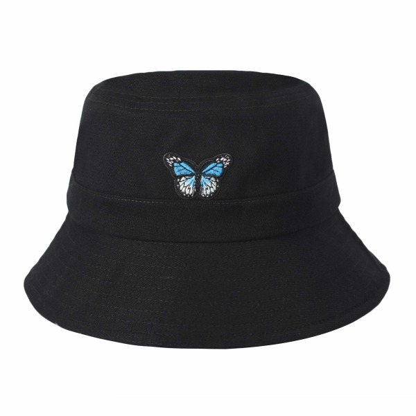 Unisex Fashion Brodeerattu Bucket Hat Summer Fisherman Cap miehille Naiset Teinit musta