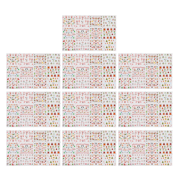 10 arks dekaler for Uas-klistremerker Negler falske negler Negledekorasjoner (24,5 X 16 X 0,1 cm, forskjellige farger)