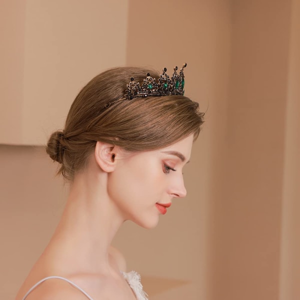 Mattel Hardware Crown European och American Bride Baroque Retro Crown Rhinestone Black Crown Tiara