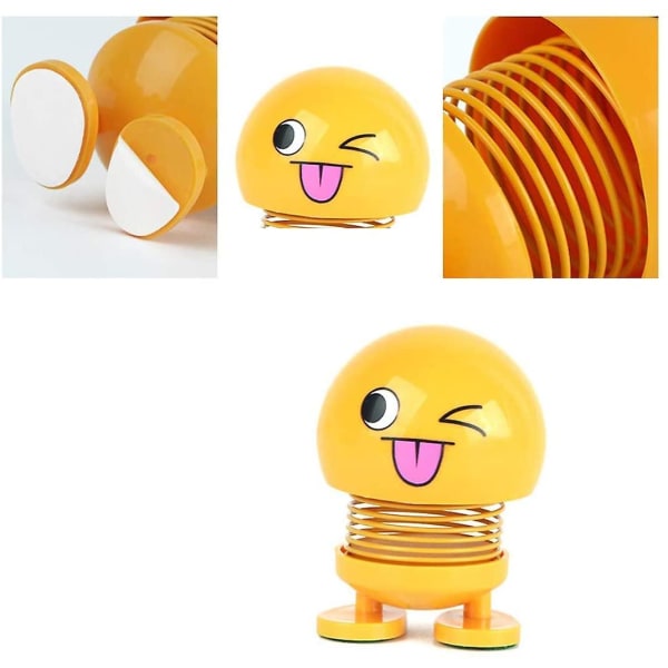 6 st söta Emoji Bobble Head-dockor, roliga Smiley Springs dansleksaker