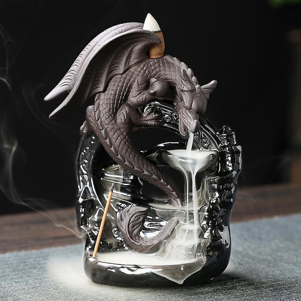 Keramisk drake rökelse brännare vattenfall tillbakaflöde rökelse hållare aromaterapi prydnad dekor hem