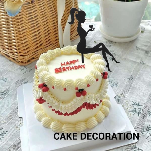 6 stk høje hæle kvinde silhuet mønster pige Fødselsdagskage dekoration kage topper