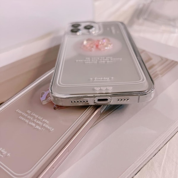 Kompatibelt iPhone-fodral, Söt 3D Rosa Rosett Smalt Transparent Estetiskt Design Kvinnor Flickor Glitter Skyddande Telefonfodral för iPhone iPhoneXR