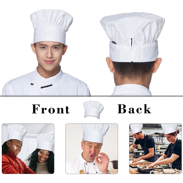 2 kpl kokin hatut miehille aikuisille puuvillainen ruoanlaittohattu säädettävä cap naisille valkoinen