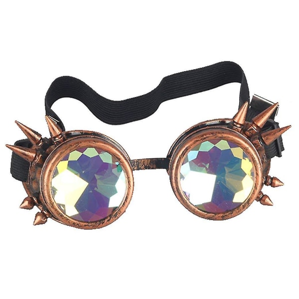 Kaleidoscope Steampunk Rave Glasses Goggles With Rainbow Crystal_gift Of G