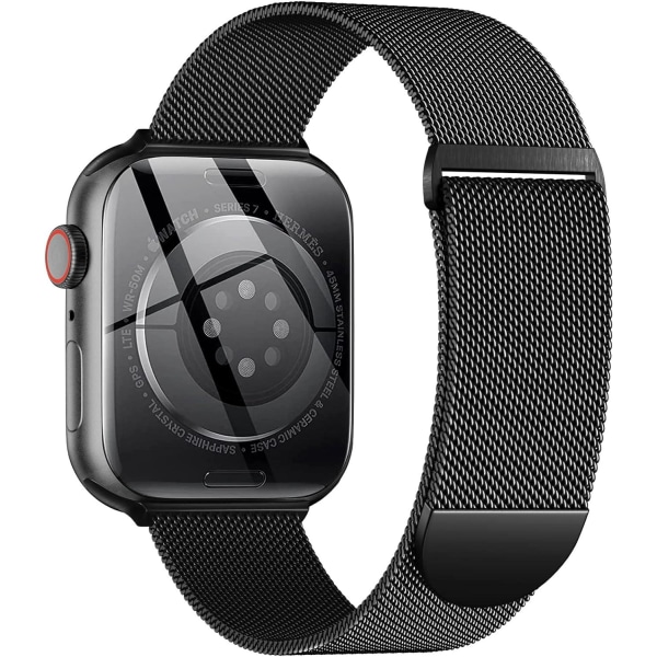 Metallbånd kompatibel med Apple Watch -bånd 40 mm 38 mm 41 mm Black-WELLNGS Black Black 38/40/41mm