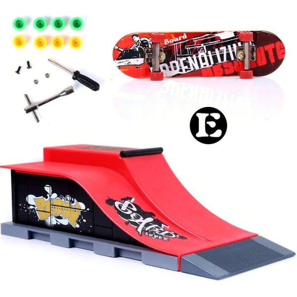 Mini Finger Skating Board Paikkasarja Set Lelu Skatepark Park Ramppi E