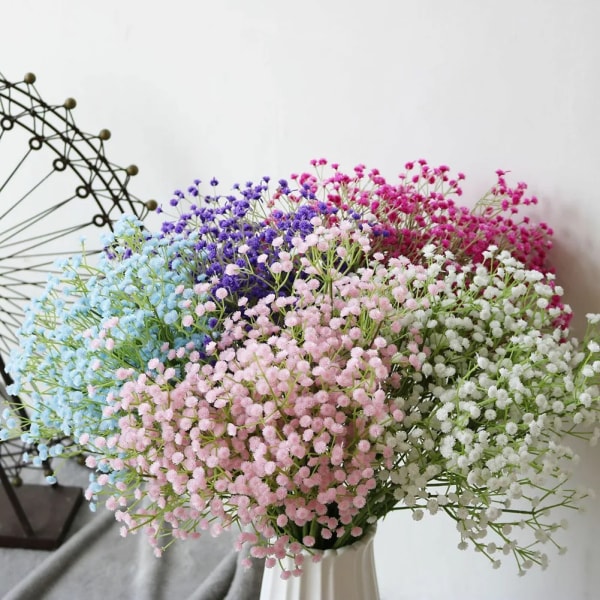 1 stk. Kunstige Blomster Plastik Gypsophila DIY Blomsterbuketter Arrangement 64cm Til Bryllup Festlig Hjemmeindretning dark purple