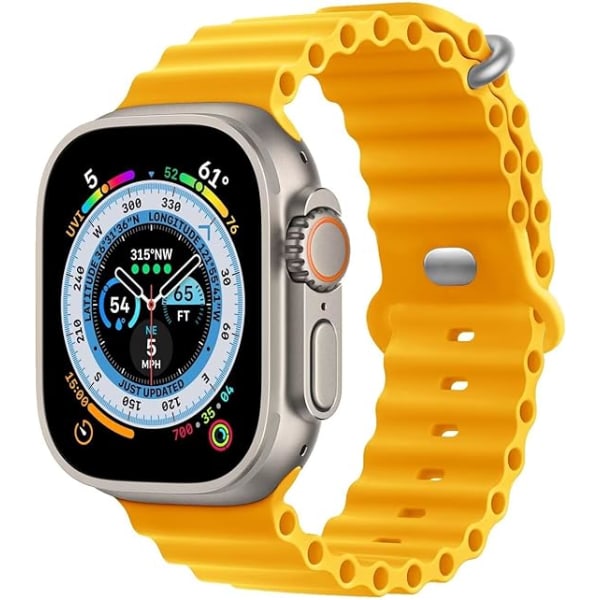 Kompatibel med Apple Watch Ultra 2-pack Ocean Strap 41mm 40mm 38mm Mjukt Silikon Sportband för iwatch Series Ultra 8 7 6 5 4 SE svart/gul black/yellow 38/40/41MM