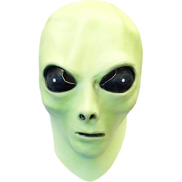 Glow-in-the-Dark Alien Mask med Grön Alien Böjbar Leksak Nyckelring
