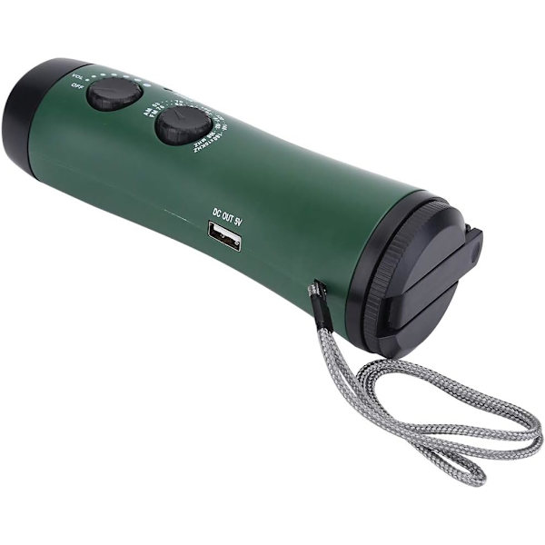 Outdoor Bärbar LED Handvev Ficklampa Nödradio Fackla Telefonladdare Grön