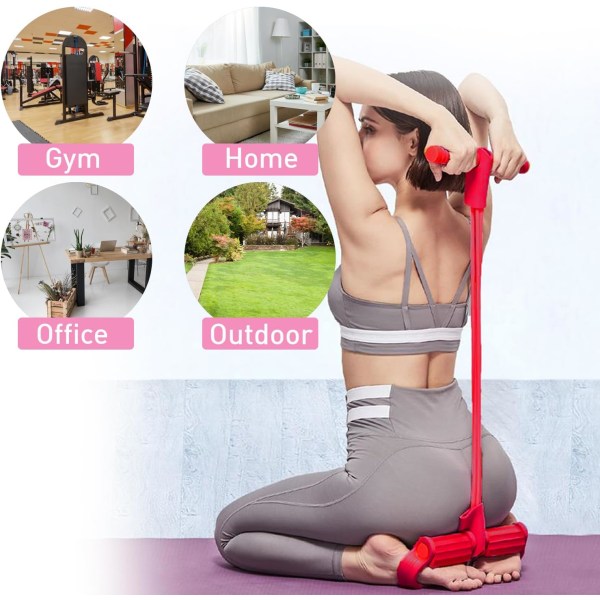 4-rör Sit Up Pull-rep Resistance Band | Fitness elastisk för män och kvinnor | Hållbart gummiband med handtag för mag-, ben-, armsträckning