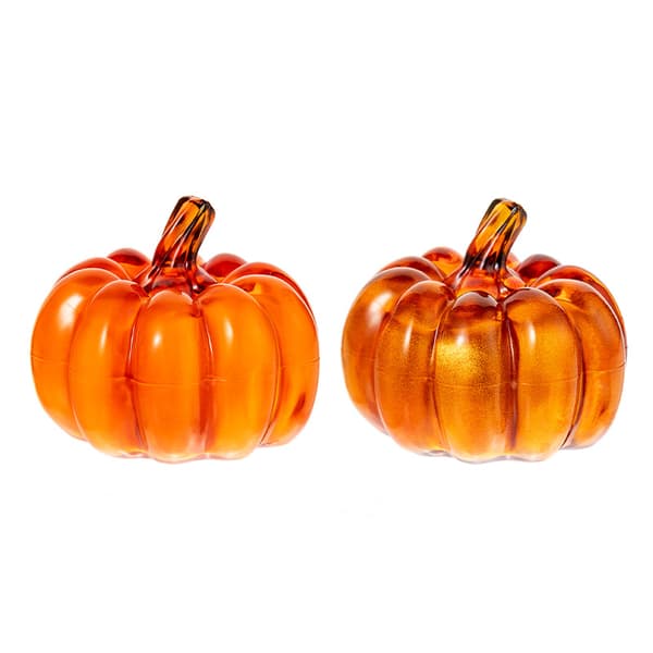 LED-lysende gresskarborddekorasjon, Halloween nattlys i 2 farger Yellow Pumpkin 7cm*7cm*7cm