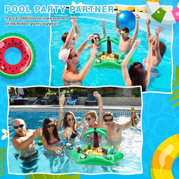 Pool flydende drikkeholder Flydende Cabana Bar Boblebad Drikkeholder til voksne Oppusteligt pooltilbehør Kokospalme