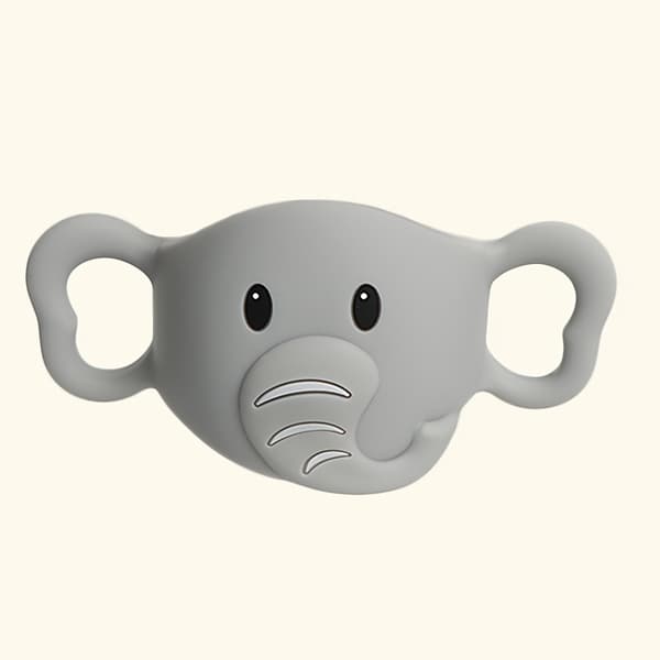 Silikone Anti-Dryp Håndtag til Babyflasker - Elefant Design, Passer til 8oz PP Flasker White
