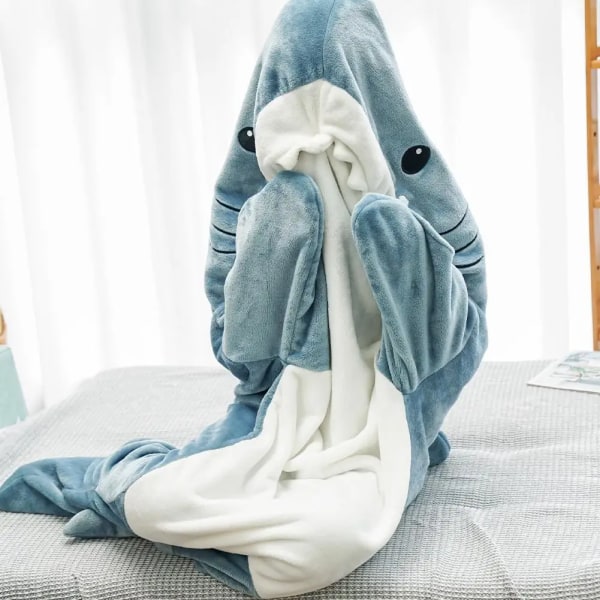 Cartoon Shark Sovepose Pyjamas Office Nap Shark Tæppe XL