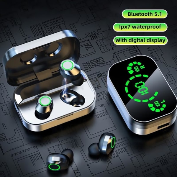 Lang spilletid Touch Control Ægte trådløse øretelefoner/hovedtelefoner Bluetooth YD03, LED-opladningsetui