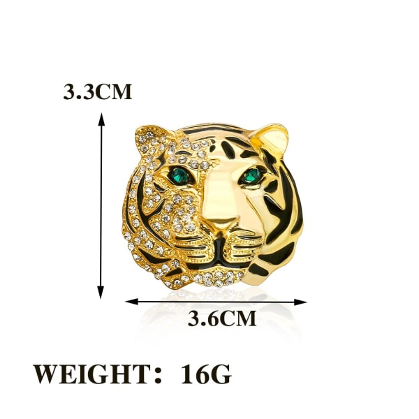 Rhinestone Tiger Head Brosch Pin