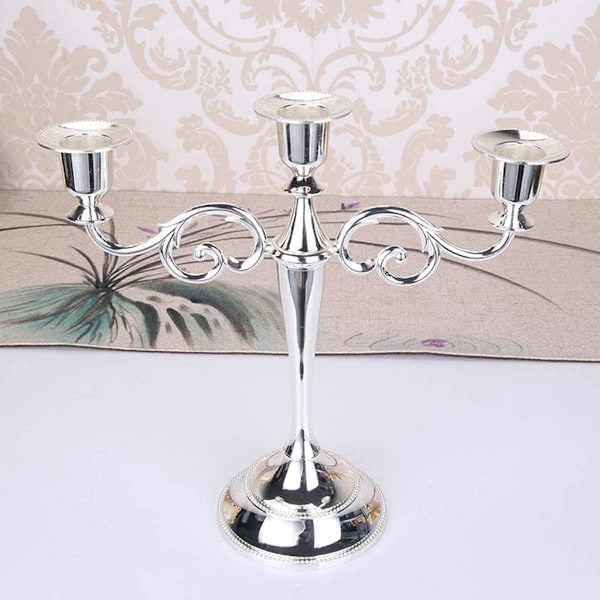 3-armet metallkandelaber lysestake sølv europeisk elegant lysestake lysestativ for bryllup middagsbordet jul fest hjeminnredning svart silver