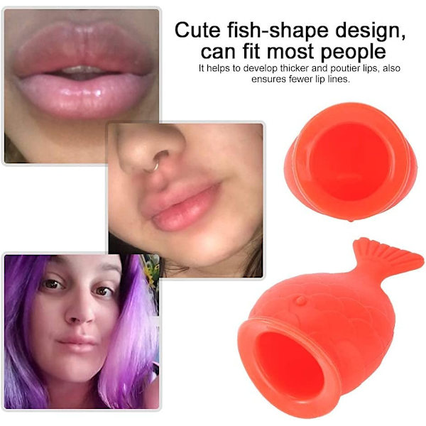 Lip Plumper, Bærbar Håndstørrelse Silikone Lip Plumper Instrument, Fisk-formet Lip Enhancer Værktøj til Daglig at Have en Sexy LipLip Plumper
