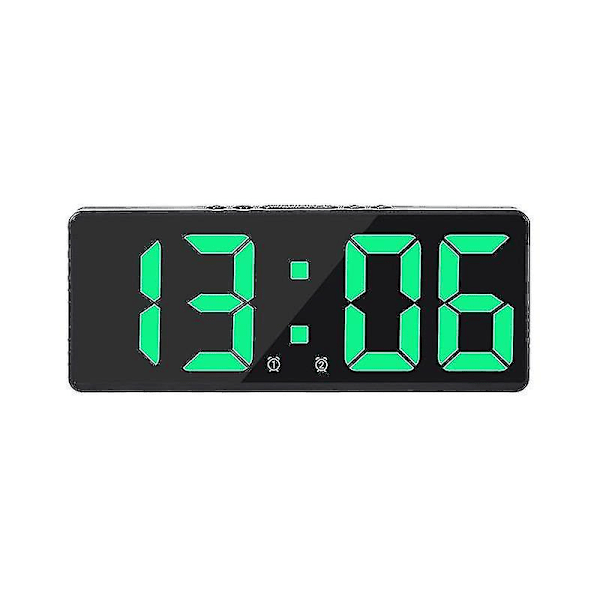 Smart stor digital väggklocka App-kontroll Tid/datum/&ljud Aktivera & nedräkningsfunktion Steglös ljusstyrka & volym larm med snooze-funktion Green