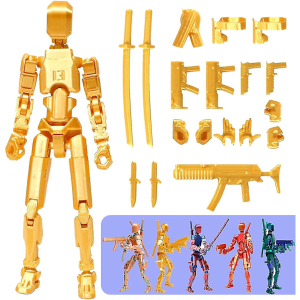 T13 Actionfigur, Titan 13 Actionfigur 3D Titans Figur, 3D-trykt Actionfigur Nova 13 Actionfigur, Multi-leddede Actionfigurer Gold