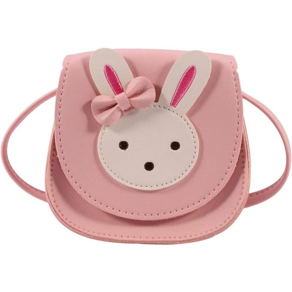 Piger skuldertaske Crossbody taske Sød kanin kanin PU læder håndtaske tegneseriedyr minitaske til førskolebørn Småbørn Babypiger (Pink)
