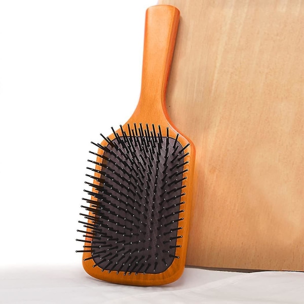 Stor, lang, udfiltrende, naturlig bøgetræ-hårbørste padlebørste Fleksibel pude-hårbørste til tykt krøllet tyndt langt kort tørt, groft hår gør hår
