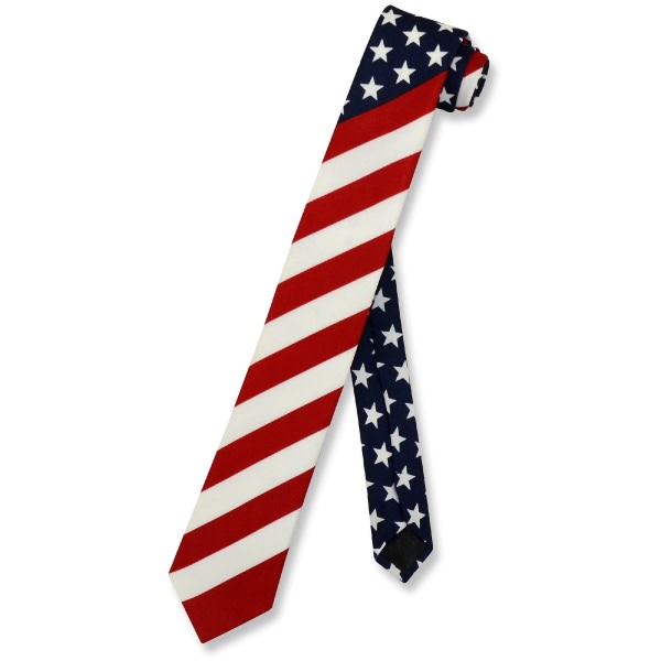American Flag miesten laiha kaulasolmio USA:n isänmaallinen 2,5" kapea, ohut kaulasolmio
