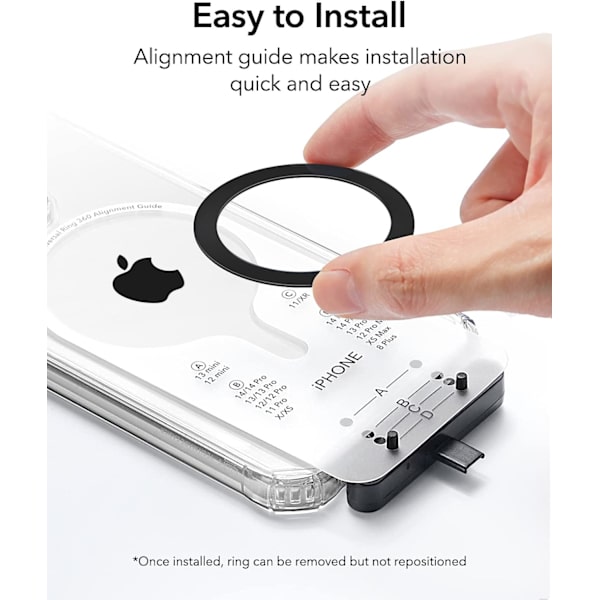 MagSafe-tarra 360:lle, MagSafe-rengasmagneetti (HaloLock), 2 kpl magneettirengasta, universaali magneettisetti iPhone 15:lle, Galaxy S23/S22/S21 Musta