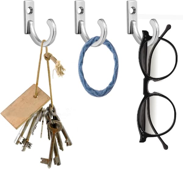 New 10 Pcs Small Hooks Single Row Hook Single Hole Hook with Screws Metal Hook Wall Hook Hanging Hats Clothes Compatible with Kitchen Office