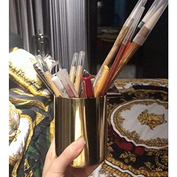 Guld blyantkop rund makeup børste opbevaringsboks