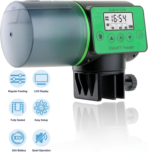 Automatisk akvariefiskmatare 200 ml stor kapacitet med timerdisplay för små akvarier och dammar
