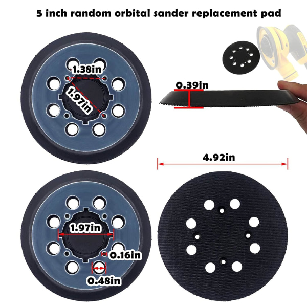 2-Pack Sanding Pad for Dewalt DWE64233 & N329079 5" 8-Hole Hook a