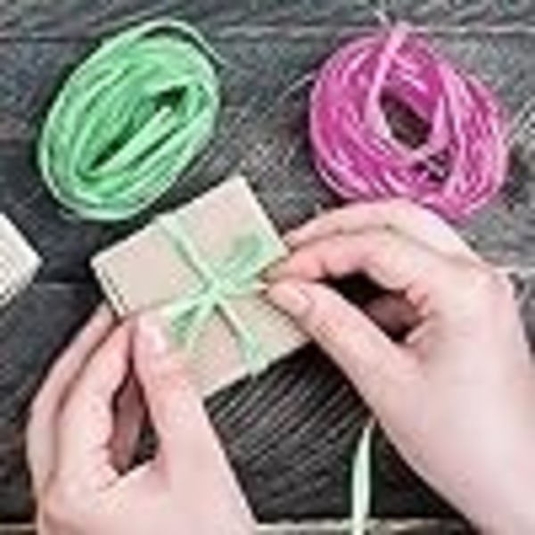 Färgad 6-Rulls Raffiapappersband Inslagningsraffiakraft Raffiaband Raffiagarn