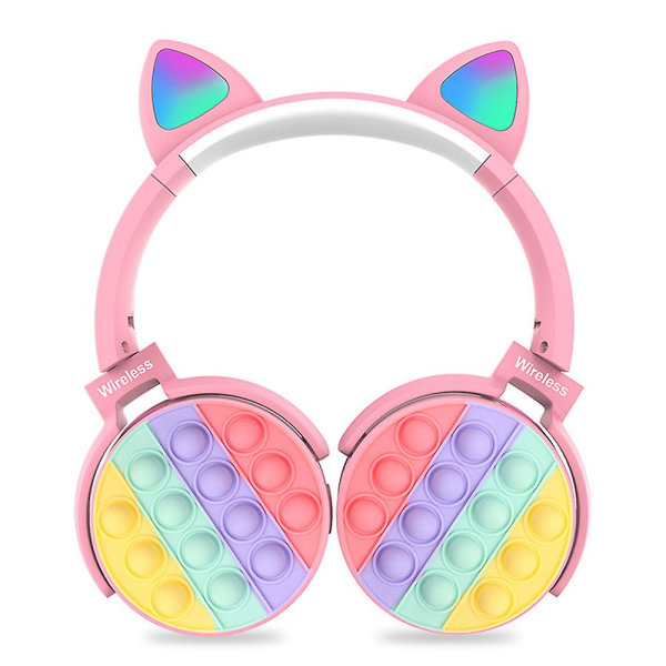Pop Bubbles Bluetooth On-Ear-hodetelefoner Silikon Pop Fidget Toy (rosa)
