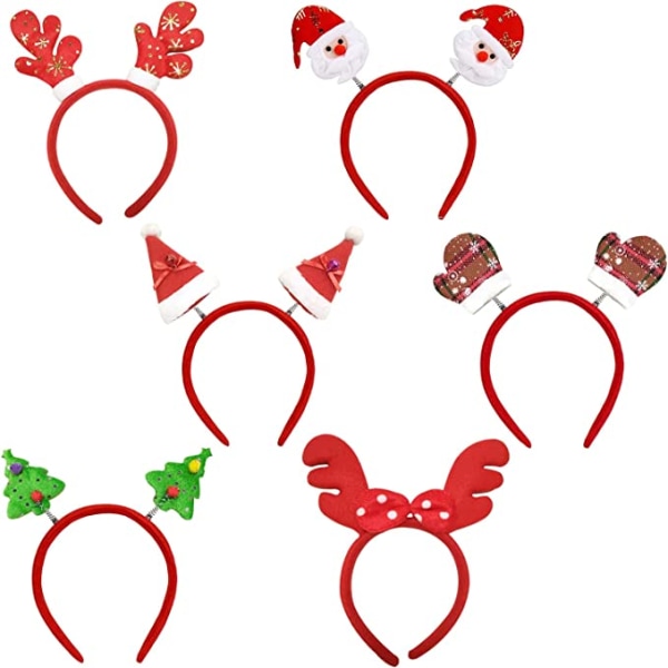 6 pcs Christmas Headbands Elk Santa Snowman Headbands