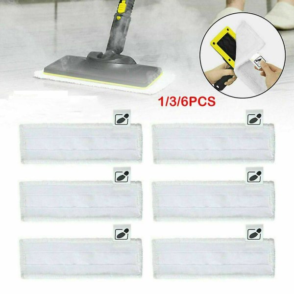 1/3/6 stk Karcher Sc1 Sc2 Sc3 Sc4 Sc5 Damprenser Mopp Terry Kluter Gulvputer Sett