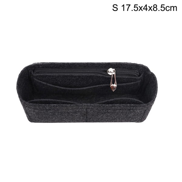 Multi-Pocket Dame Indsats Taske Håndtaske i filtstof - Sort Black S