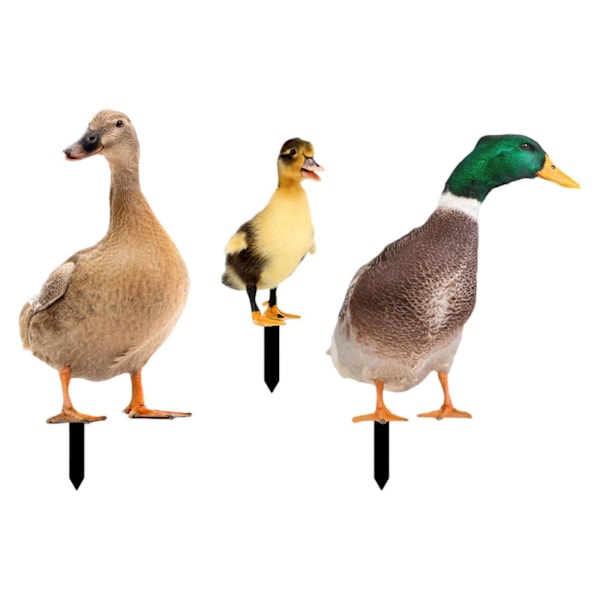 3 st Anka Djur Staty Insatser Ornament För Trädgård Utomhus Anka Dekor