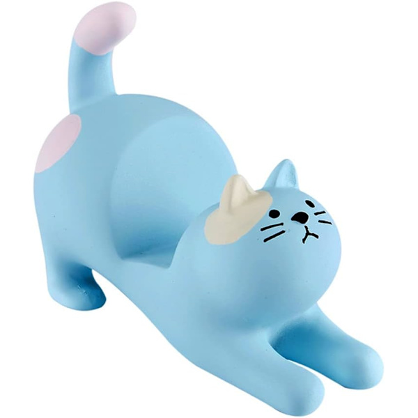 Pink Kat Smartphone Stativ til Skrivebord, Sød Kawaii Telefonholder til iPad, iPhone, Huawei, Samsung, Xiaomi, 2 i 1 Charmerende Dyrefigurer til Hjemmet Blue