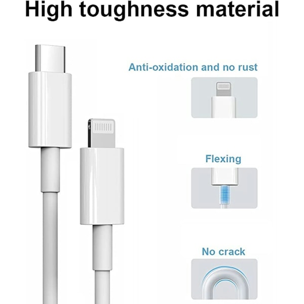 iPhone hurtigoplader 20W USB-C hurtigoplader med kabel hvid white