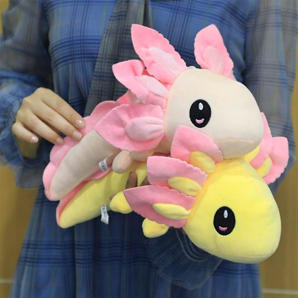 Axolotl plyschleksak, Axolotl gosedjur, 14,6'' Kawaii dockleksak presenter för pojkar flickor (ljusrosa)