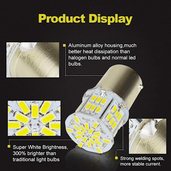2 kpl 1156 BA15S P21W LED-valot 12V 6500K