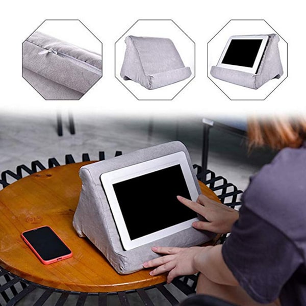 Tablettstativ Puteholder Trekant Myk Pute Bærbar Multifunksjonell Tablettstativ Pute for Sofa Seng